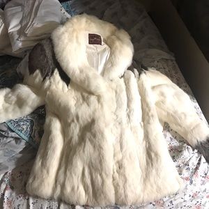 A Rabbit fur coat white and brown it’s real